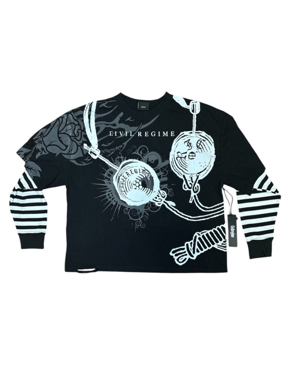 Civil Regime Music On, World Off Distressed T Size: Medium NWT